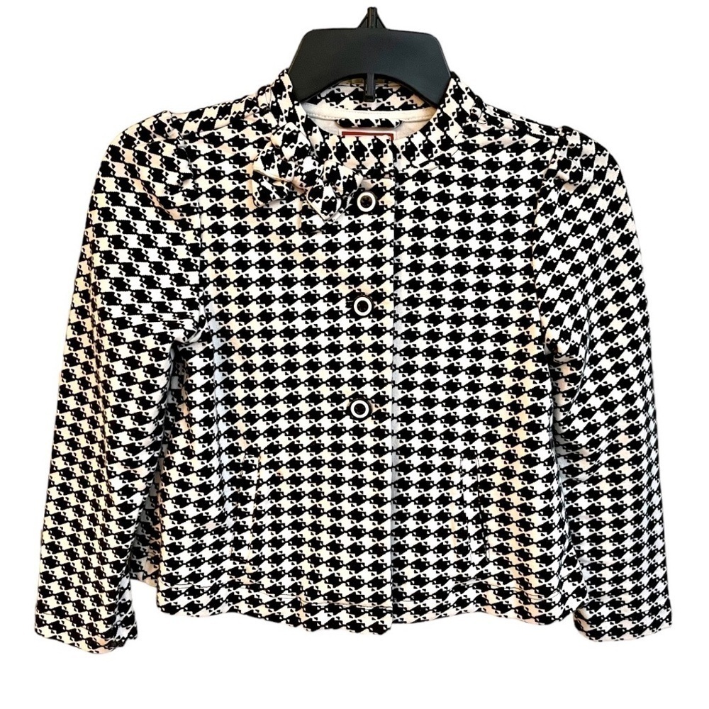 OLIVIA,FOR GYMBOREE, BLACK & WHITE, LONG SLEEVE, COTTON BLEND JACKET.SIZEM (7/8)